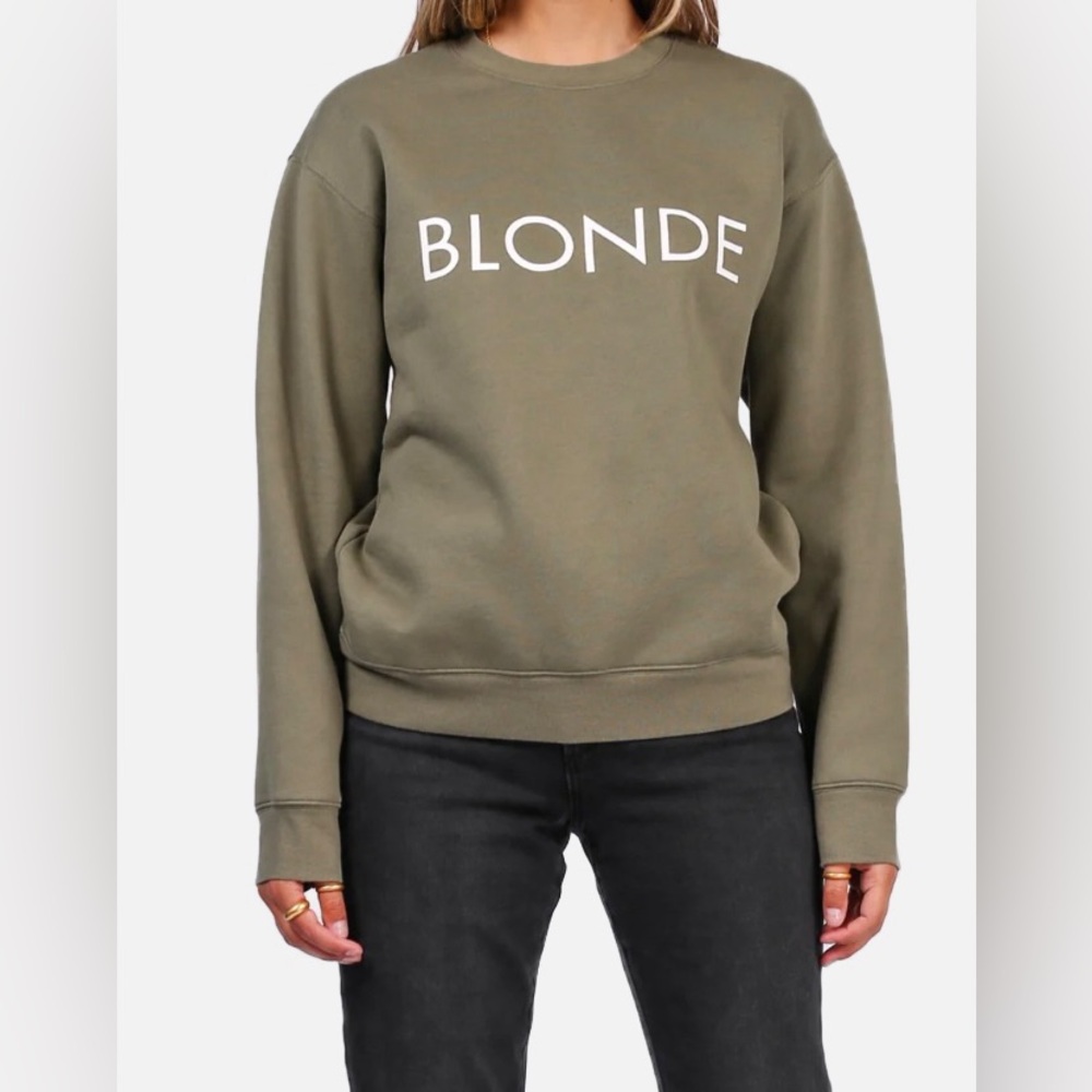 Brunette‎ the Label "Blonde" Classic Crew Neck Sweatshirt Top Olive Green L/XL